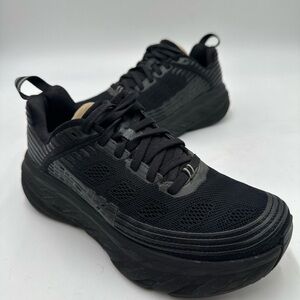 Hoka One One Bondi 6 Triple Black Reflective Women’s Size 7 1019270 BBLC